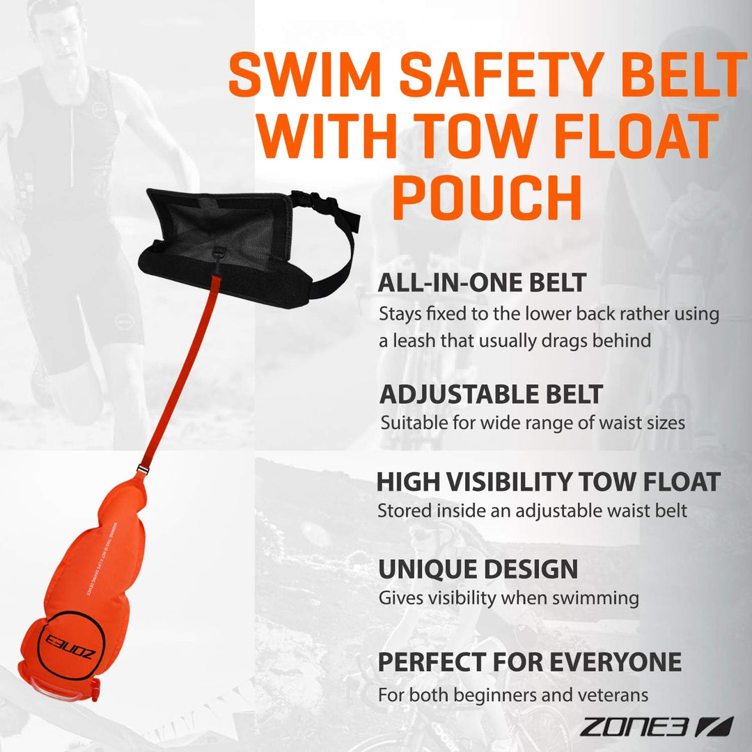 ZONE3 Swim Safety Gürtel, Reflektierendes Orange, One Size