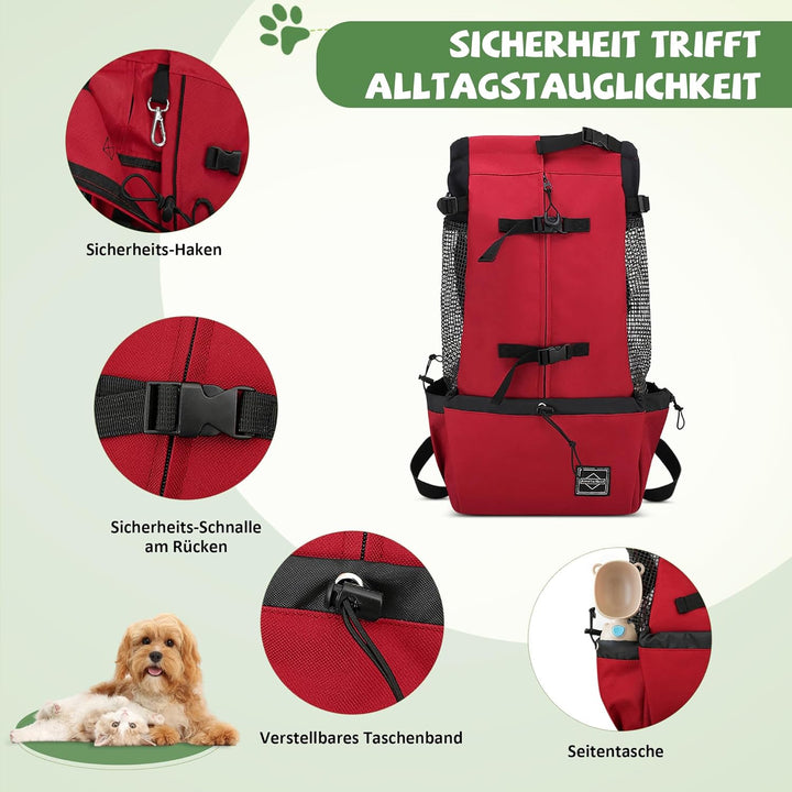 ALLSOPETS Hunderucksack Tragetasche Verstellbar für Kleine Mittelgrosse Hunde, Haustier Rucksack zum