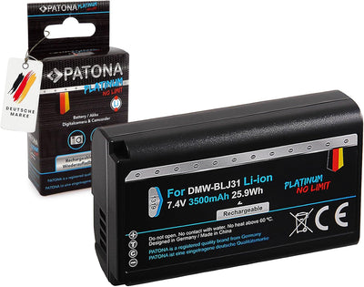 PATONA Platinum (2X) Ersatz für Akku Panasonic DMW-BLJ31 (3500mAh) - Dual LCD Ladegerät 1882 (Eingan