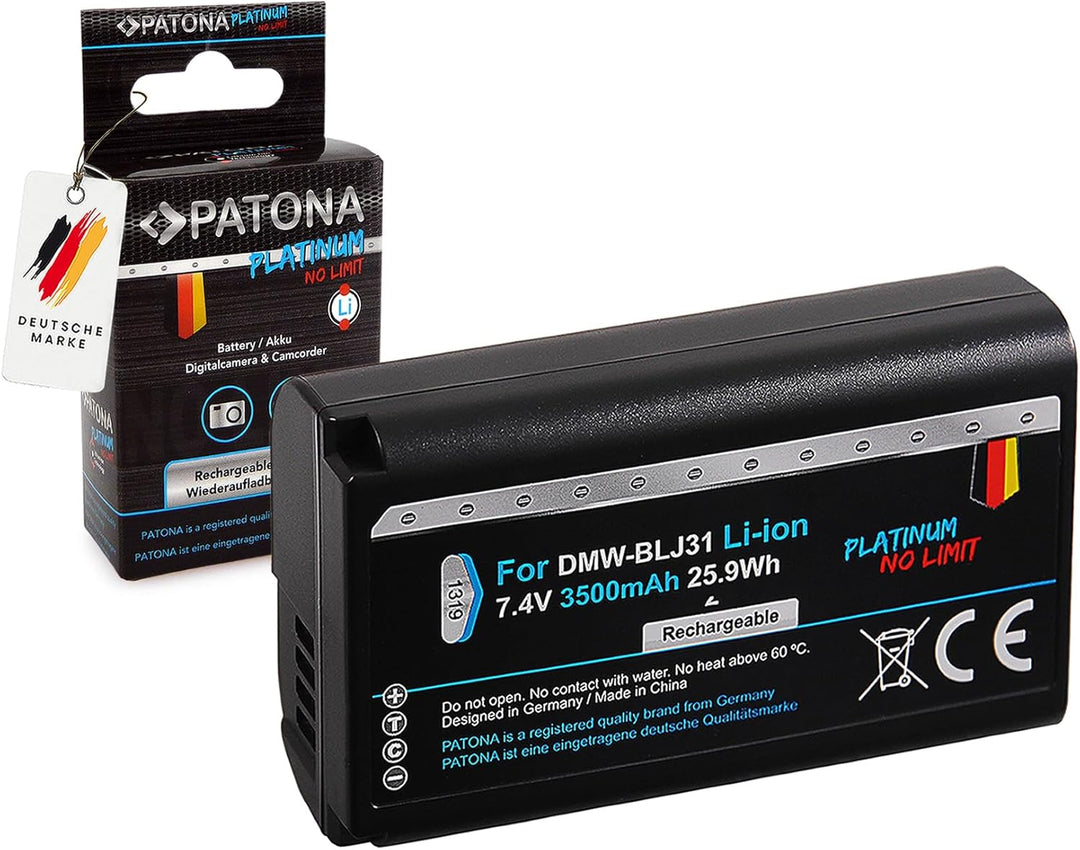 PATONA Platinum (2X) Ersatz für Akku Panasonic DMW-BLJ31 (3500mAh) - Dual LCD Ladegerät 1882 (Eingan