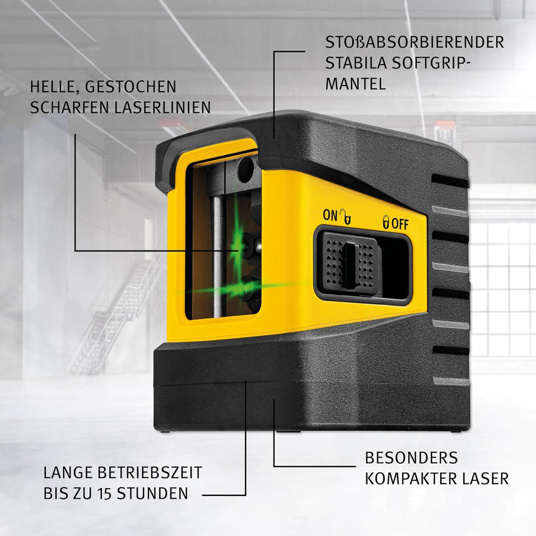 STABILA Kreuzlinienlaser grün LAX 60 G, selbstnivellierend, max. Reichweite: 30 m, Set inkl. Zielpla
