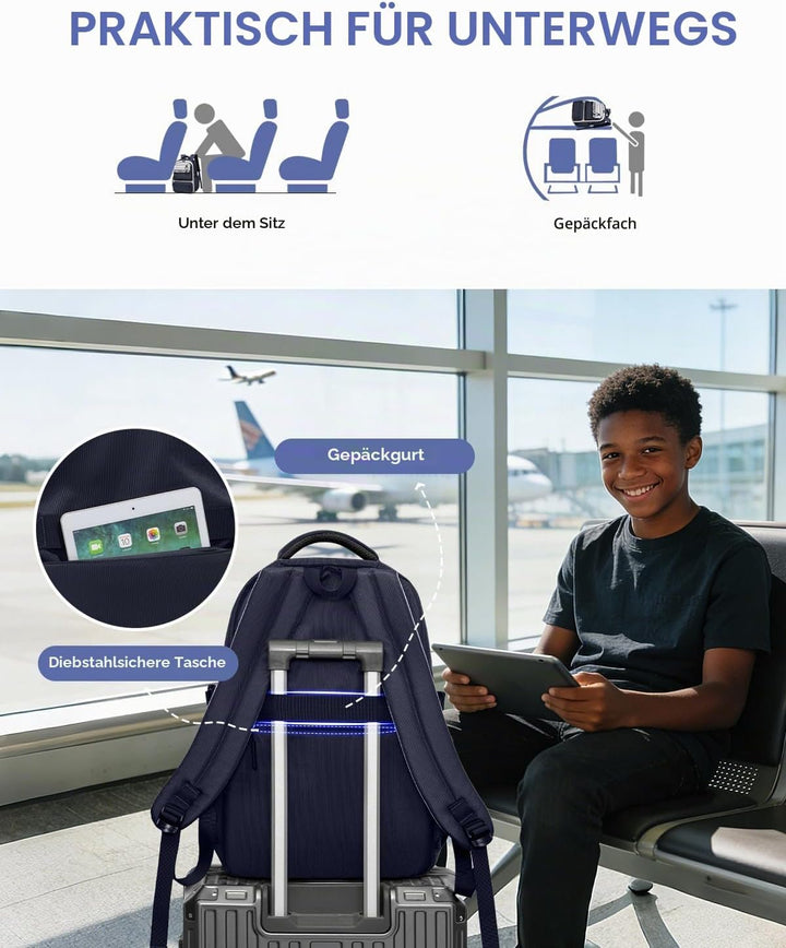 Amythe Schulrucksack Jungen Teenager 10-18 Jahre, Gross Rucksack Junior mit Laptopfach für Oberstufe