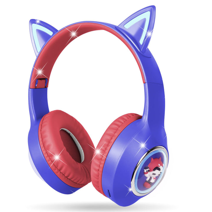 AXFEE Bluetooth-Kopfhörer Mit Katzenohren für Kinder, Bluetooth 5.3 Over-Ear Kopfhörer mit LED-Leuch