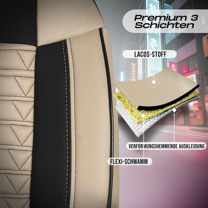 Autositzbezüge Universal für Wohnmobil & Caravan - Vordersitze Auto Sitzbezug Lacoste-Stoff, Beige-S