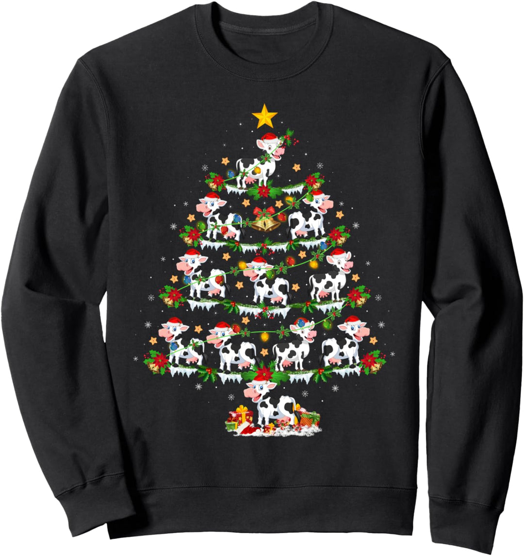 Weihnachtsbeleuchtung Weihnachtsmann Rinder Weihnachtsbaum Sweatshirt