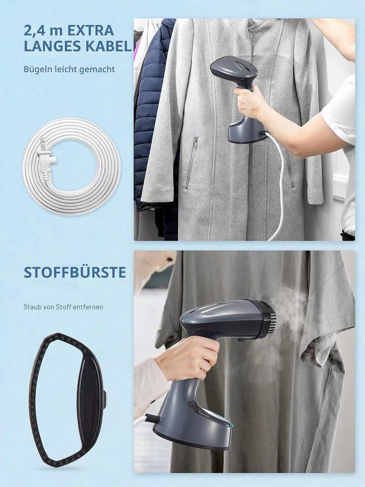 Tragbarer Dampfglätter, 1200W Kompakt und Faltbar Dampfglätter, 20g/min Dampf, 20S schnelles Aufheiz