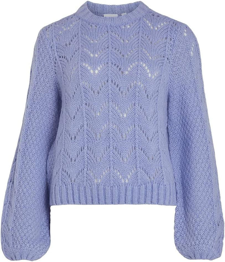 Vila Damen Visultan Knit O-Neck L/S Top-Noos Strickpullover XS Pale Iris/Detail:melange, XS Pale Iri