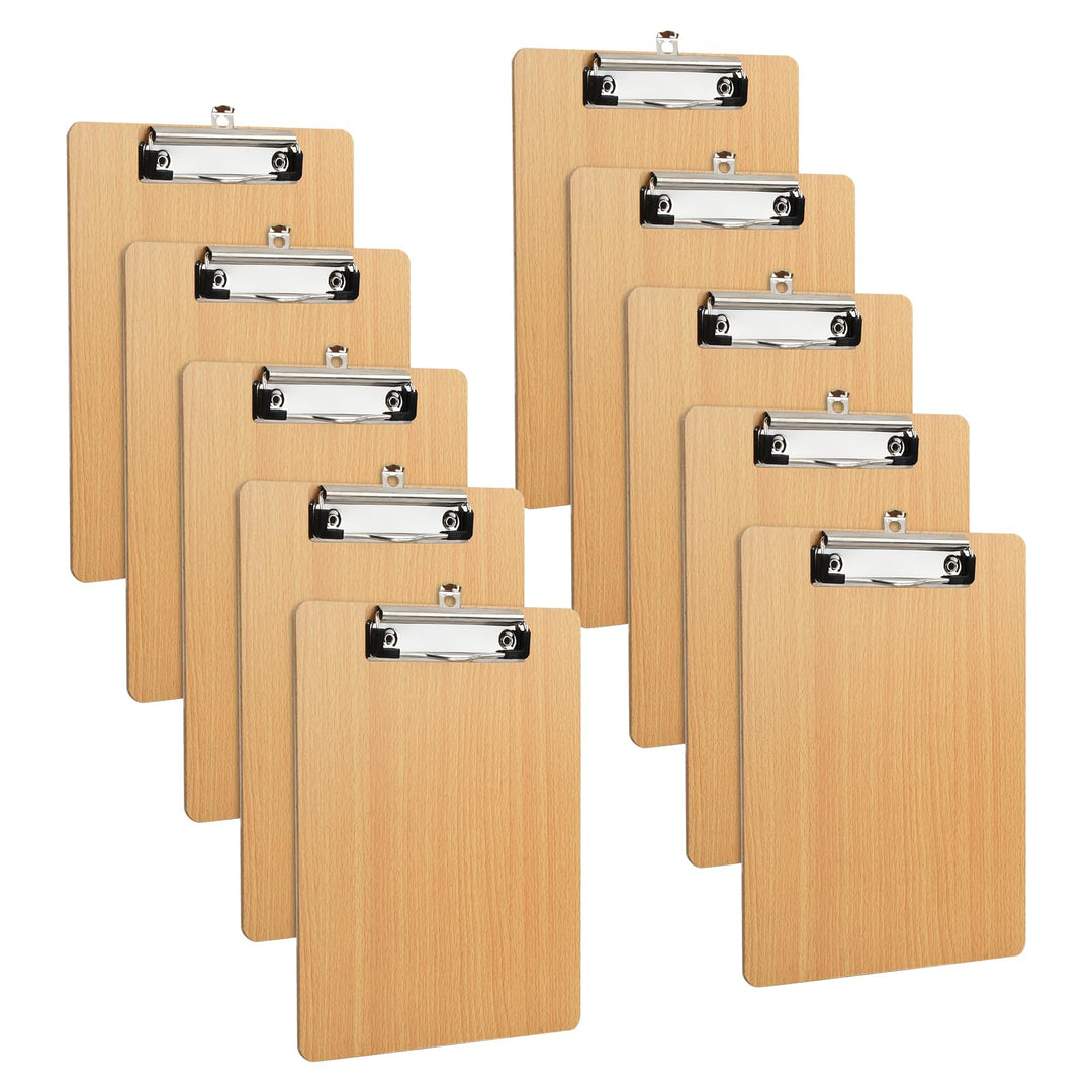 10 Stück Klemmbrett A5 Holz, Schreibbrett Pad Halter Clipboard, Klemmbrettmappe mit Aufhängeose und