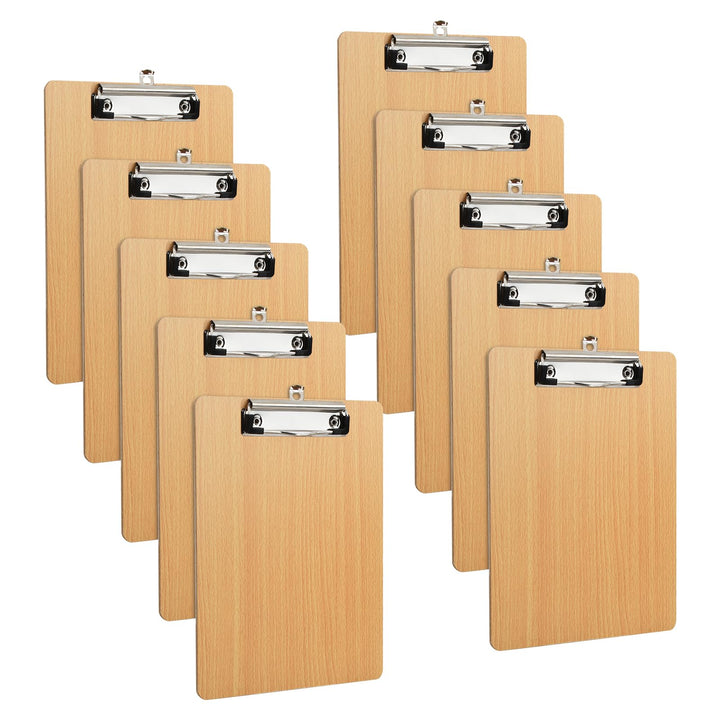 10 Stück Klemmbrett A5 Holz, Schreibbrett Pad Halter Clipboard, Klemmbrettmappe mit Aufhängeose und