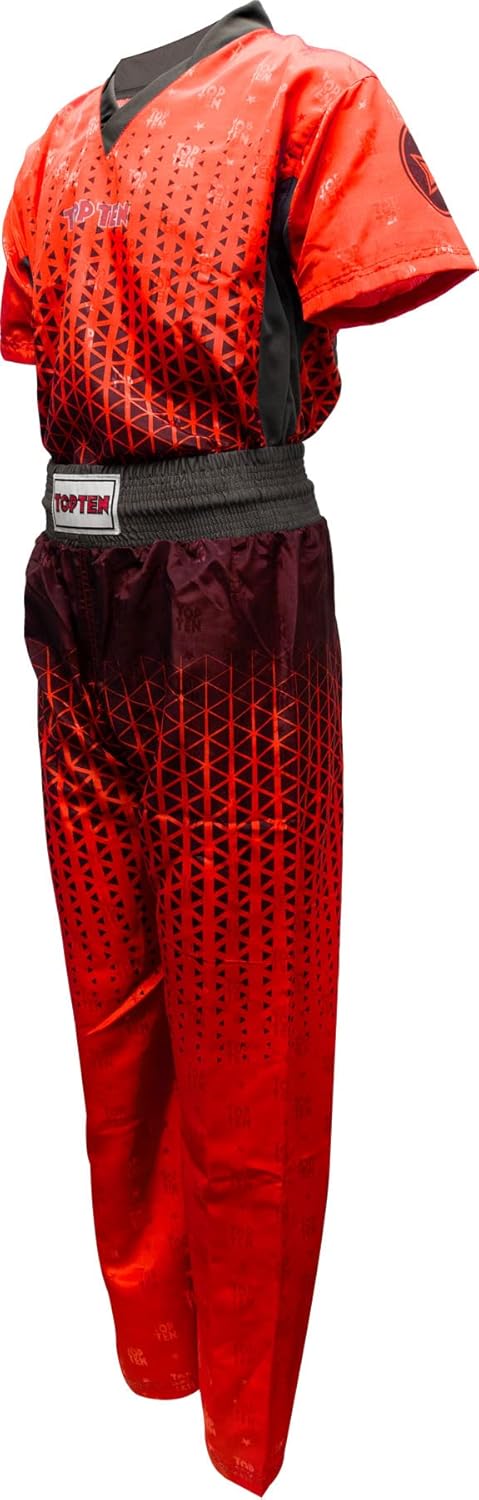 TOP TEN Kickboxuniform „Grafic“ Rot - Schwarz 130, Rot - Schwarz 130
