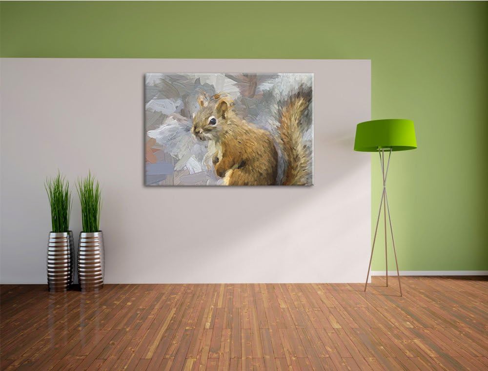 kleines wachsames Eichhörnchen Spezial Format: 100x70 cm auf Leinwand, XXL riesige Bilder fertig ger