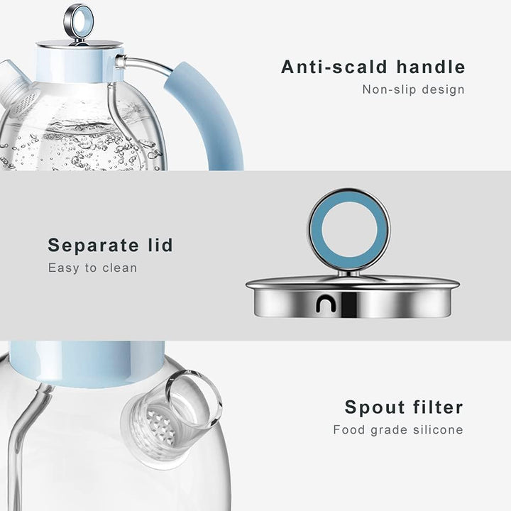 ASCOT Wasserkocher Glas, Elektrischer Wasserkocher Geschenke für Männer/Frauen/Familie 1,5L, Retro L