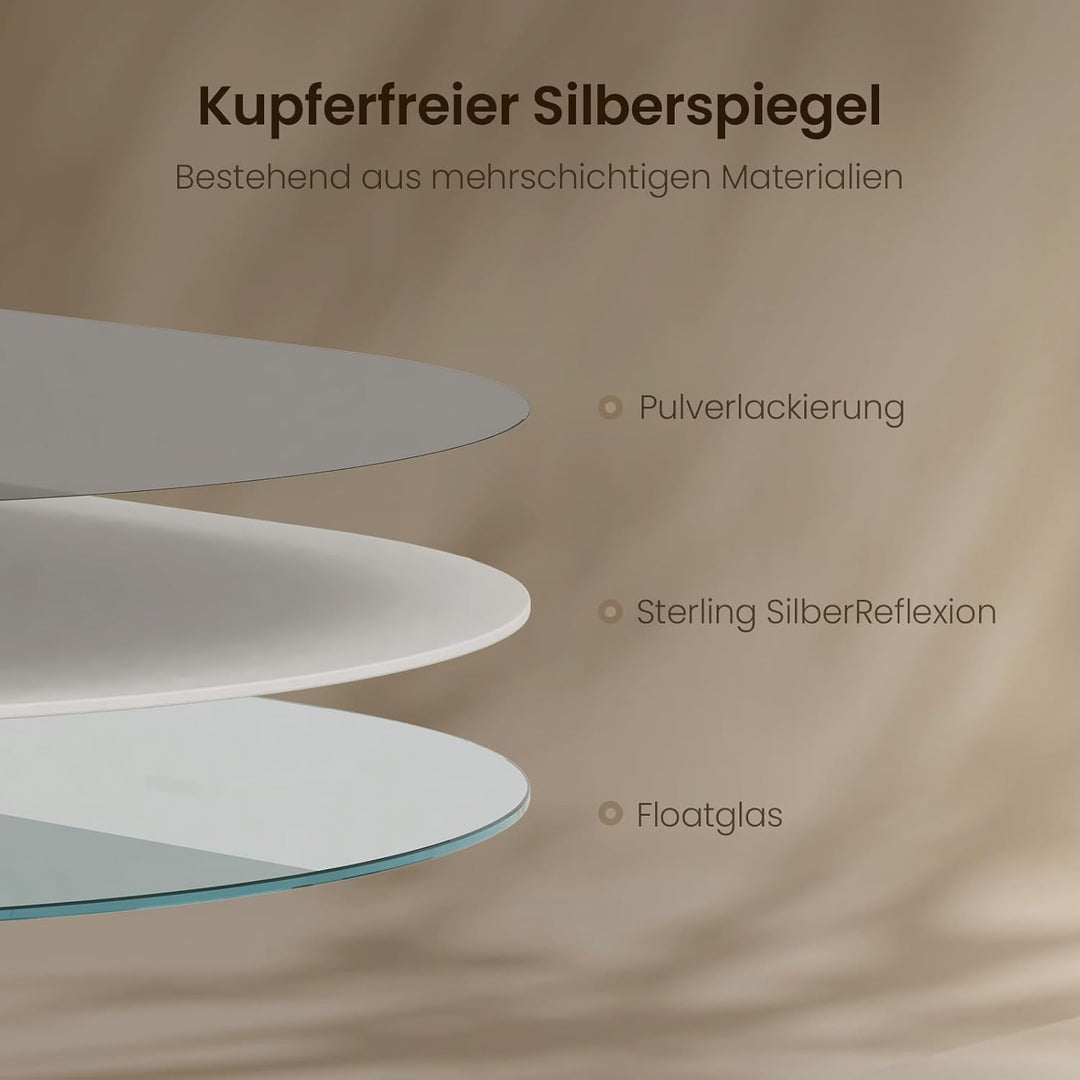 EMKE Badspiegel Oval 50 x 70 cm Spiegel mit Goldener Rahmen Wandspiegel Oval Horizontal/Vertikal Bad