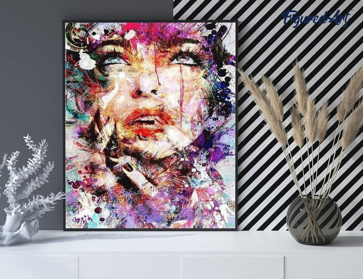 Figured'Art Diamond Painting Erwachsene 40x50cm Ganze Leinwand gerollt Frauengesicht abstrakt 5D Bil
