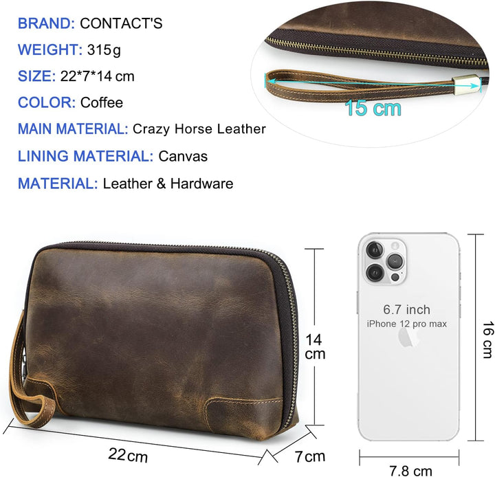 Contacts Männer Leder Reissverschluss Karte Passport Pocket Bill Wallet Geldbörse Handytasche Kaffee