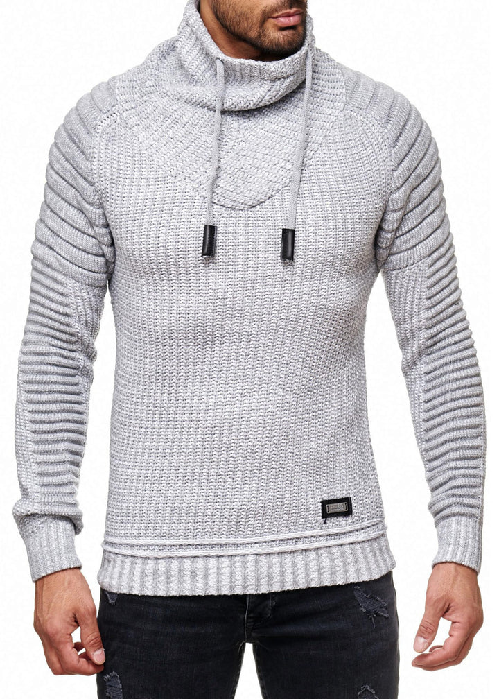 Subliminal Mode Herren Pullover aus grobem Strick mit Schalkragen BX292 S 293 Grau, S 293 Grau