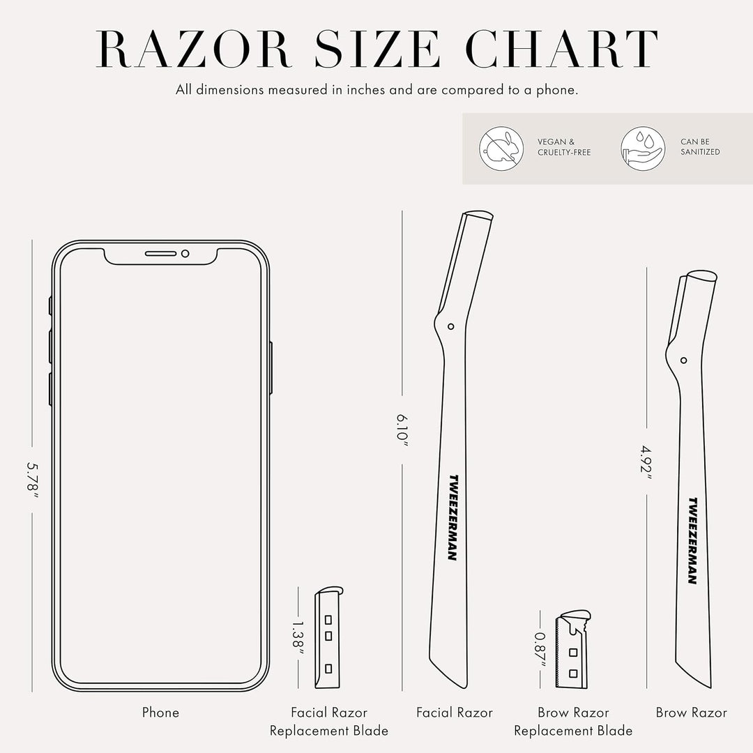 TWEEZERMAN Augenbrauenrasierer inkl. Mini Schräge Pinzette Set (Mini Slant Tweezer & Brow Razor Set)