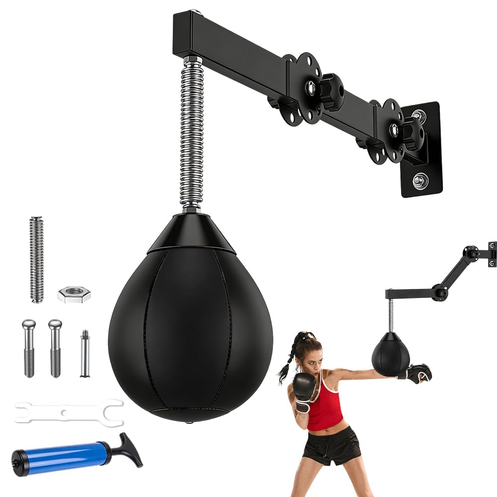 Boxsack Hängend, Punchingball Höhenverstellbar, Faltbar Boxball mit Aufhängung, Trainingsgerät für R