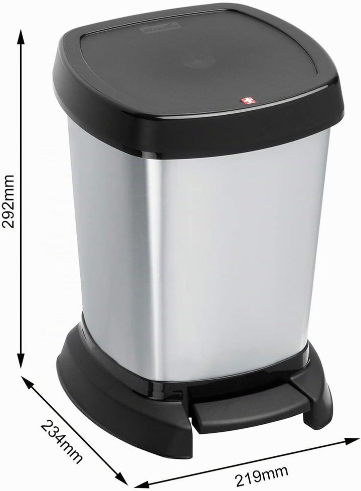 Rotho Paso Mülleimer 6l für das Bad mit Deckel, Kunststoff (PP) BPA-frei, carbonmetallic, 6l (23.4 x