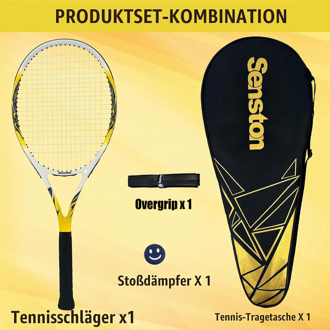 Senston Tennisschläger 68,6 cm, Professioneller Training Tennis Racket für Damen Herren yellow 27 in