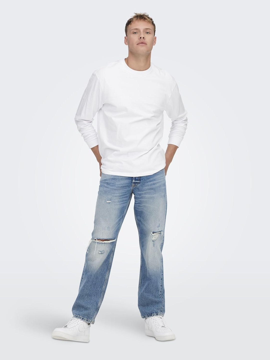 ONLY & SONS Male Normal geschnitten Jeans ONSEDGE Mid Rise Gerade geschnitten Jeans 30W / 34L Light