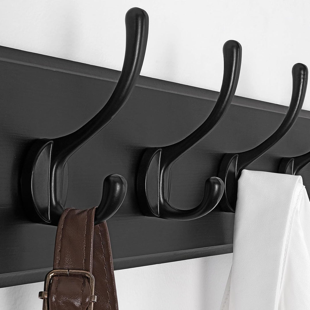SKOLOO Garderobenleiste Holz Schwarz(2 Stück), 98 cm langer, hölzerner Kleiderhaken Wand, Rustikaler