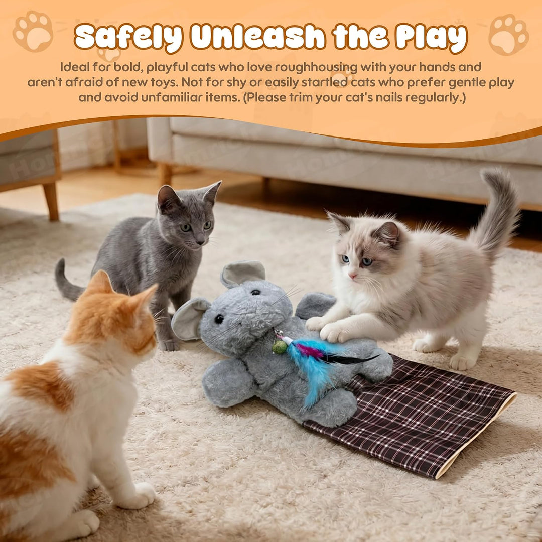 Katzen Wrestling Handschuh, interaktive Katzenspielzeug Handpuppe mit Katzenminze, Federn &amp; Glöckche