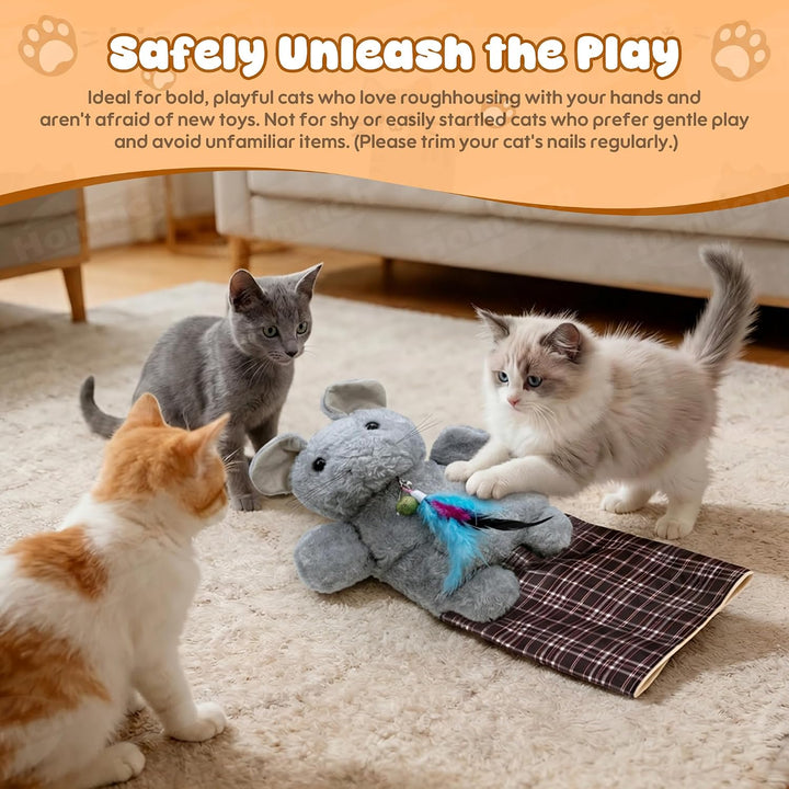 Katzen Wrestling Handschuh, interaktive Katzenspielzeug Handpuppe mit Katzenminze, Federn &amp; Glöckche