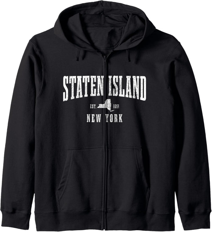 Staten Island Est. 1661 NY New York State Map Stolz Jahrgang Kapuzenjacke