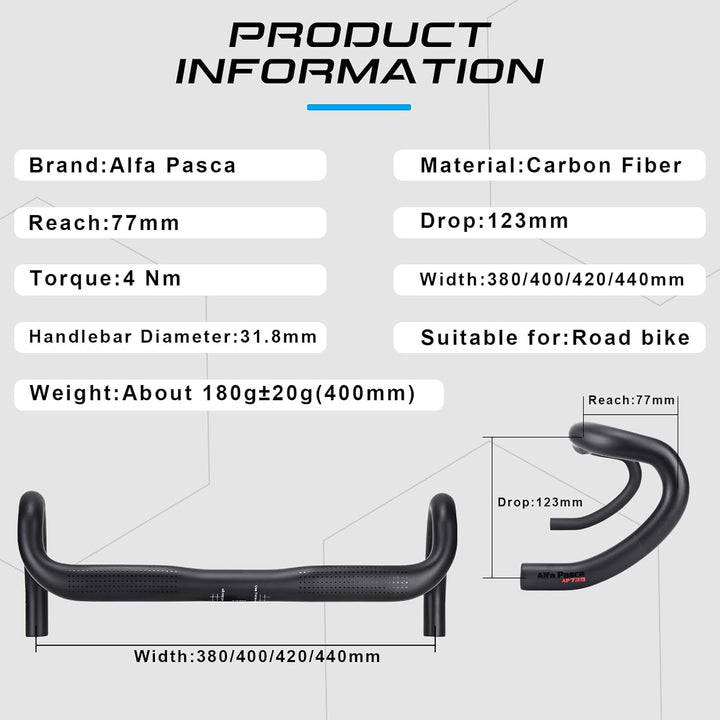 Alfa Pasca rennrad lenker 31.8 drop lenker kohlefaser rennrad lenker UD mat schwarz rennradlenker re