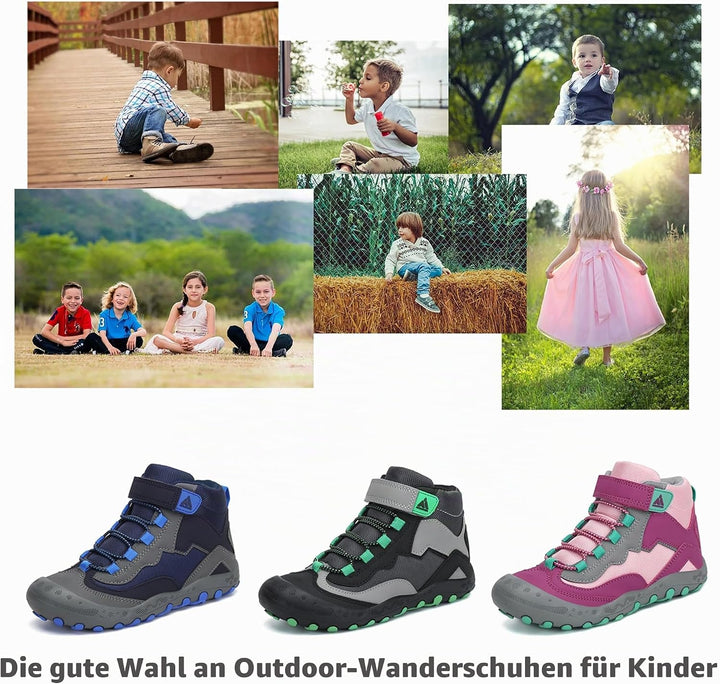 Mishansha Kinder Wanderschuhe Trekking Wanderstiefel Outdoor Trekkingschuhe 30 EU Stahlblau, 30 EU S