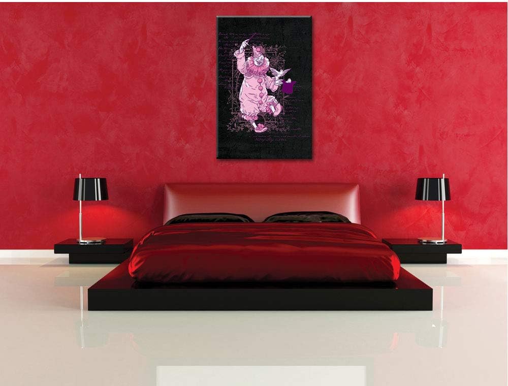 Dark Clown black Leinwandbild Bild auf Leinwand, XXL riesige Bilder fertig gerahmt mit Keilrahmen, K