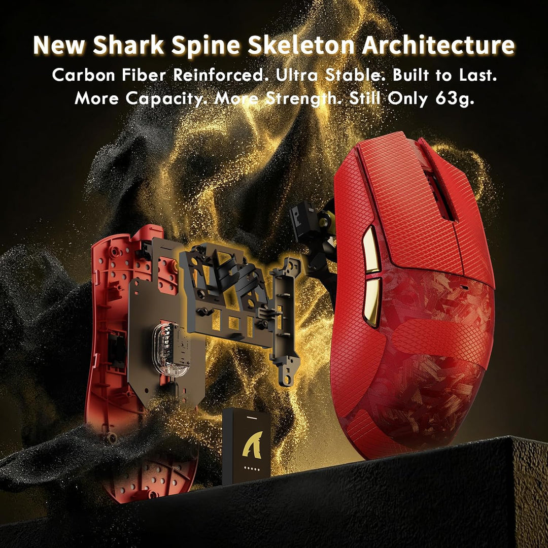 ATTACK SHARK X11 Ultra Kabellose Gaming-Maus mit C06 Ultra LED-Kabel, Carbonfaser-Verbundgehäuse, 54