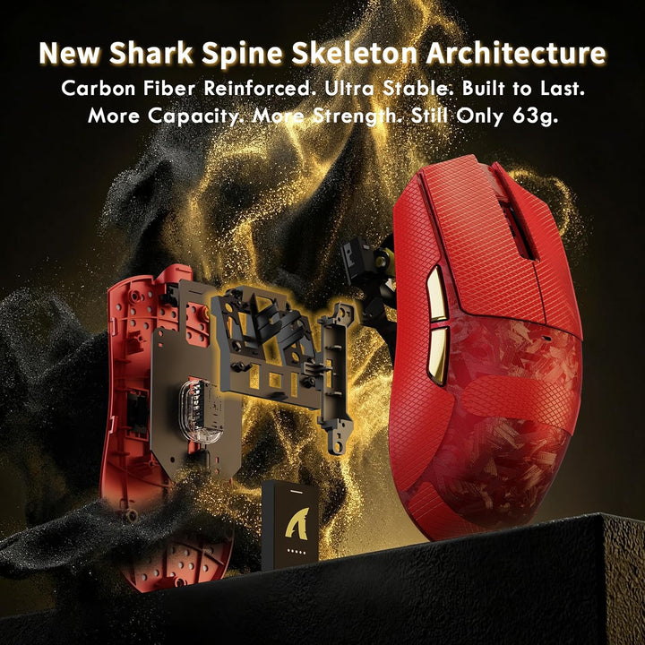 ATTACK SHARK X11 Ultra Kabellose Gaming-Maus mit C06 Ultra LED-Kabel, Carbonfaser-Verbundgehäuse, 54