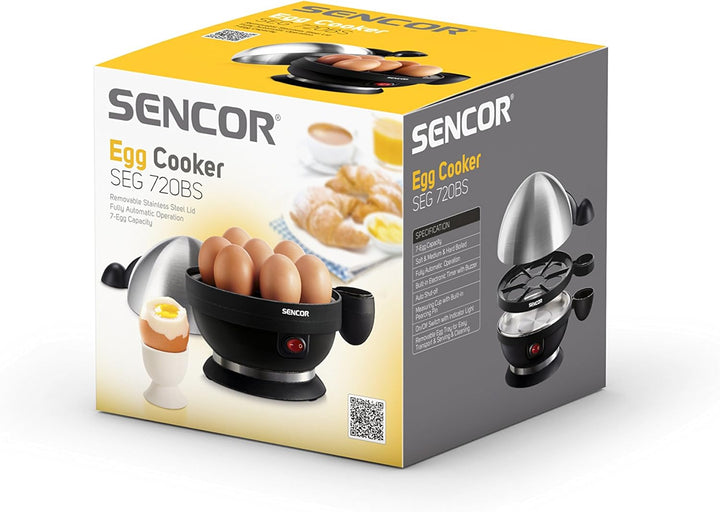 SENCOR SEG 720BS Eierkocher (380 Watt, Kapazität bis zu 7 Eier, 3 Kochstufen) schwarz