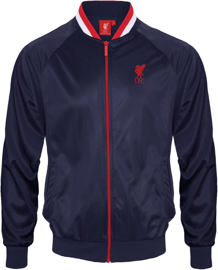 Liverpool FC Herren Retro-Trainingsjacke - Polyester 3XL Dunkelblau mit Gestreiftem Kragen, 3XL Dunk