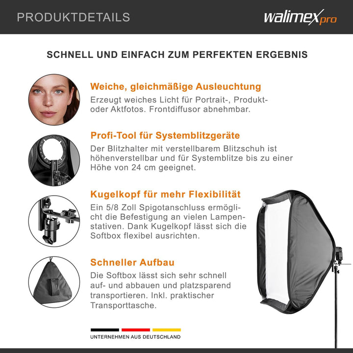Walimex Pro Magic Softbox für Kompaktblitze (60x60 cm)