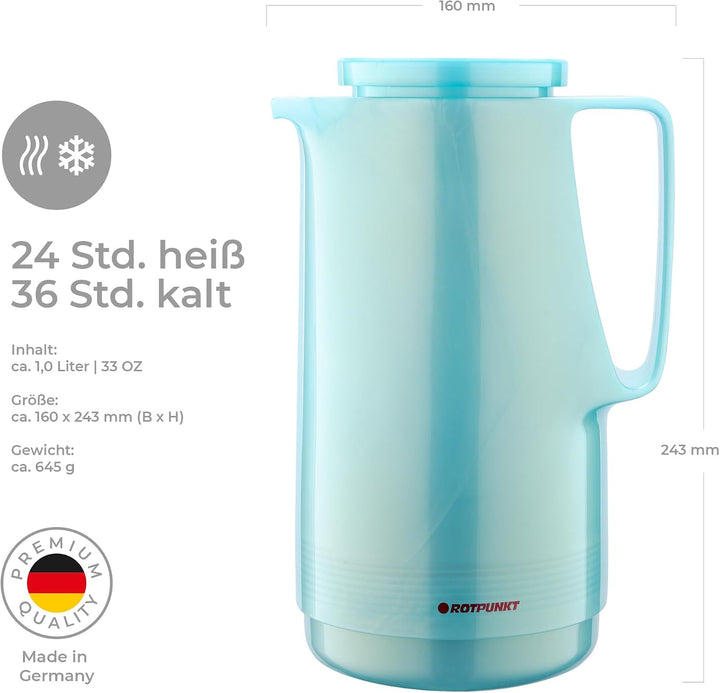 ROTPUNKT Isolierkanne 760 Maxima 1,0 l | Zweifunktions-Drehverschluss | BPA-frei - gesundes Trinken