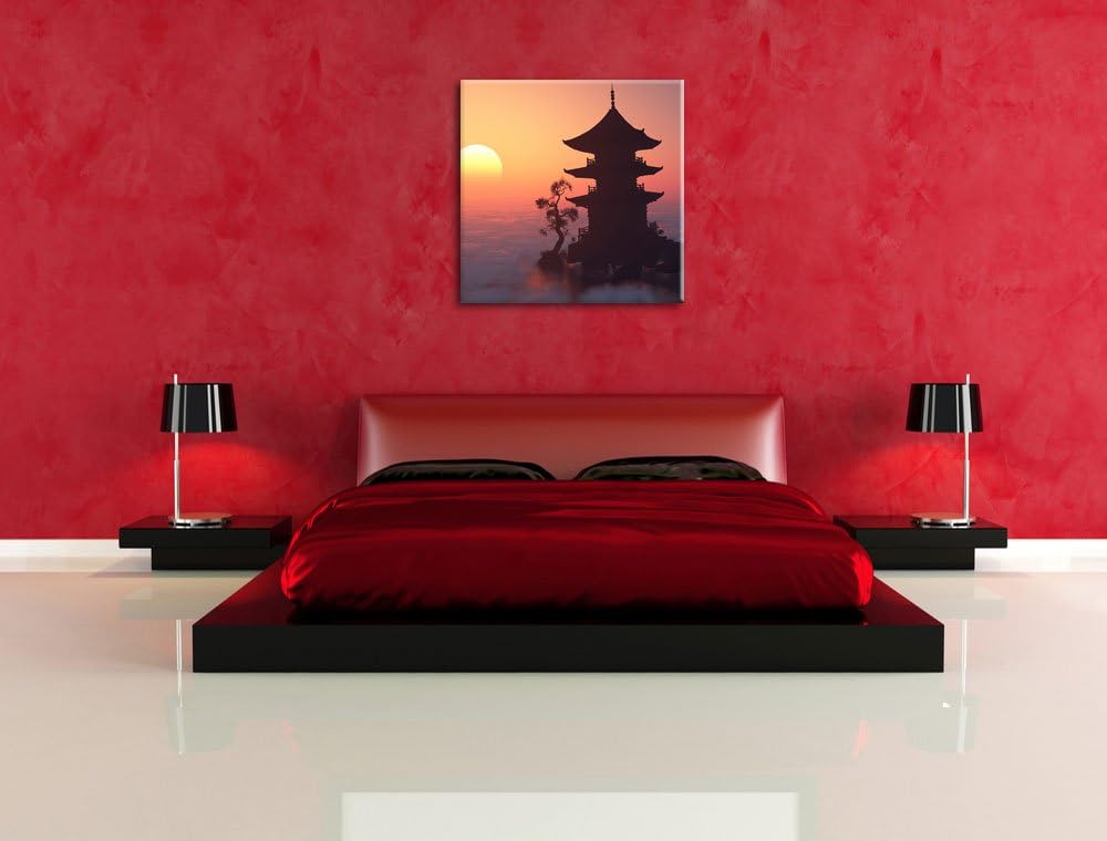 Pixxprint Buddhistischer Tempel in Asien, Format: 70x70 auf Leinwand, 70x70