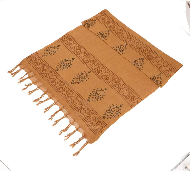 GURU SHOP Handgewebtes Baumwolltuch mit Tribalmuster, Webschal, Herren/Damen Caramel, Caramel