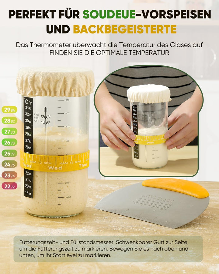 Gärkörbchen - 2 Gärkorb Set aus Silikon Oval und Rund,32 OZ Sauerteig Starter Set Gelb, Gelb