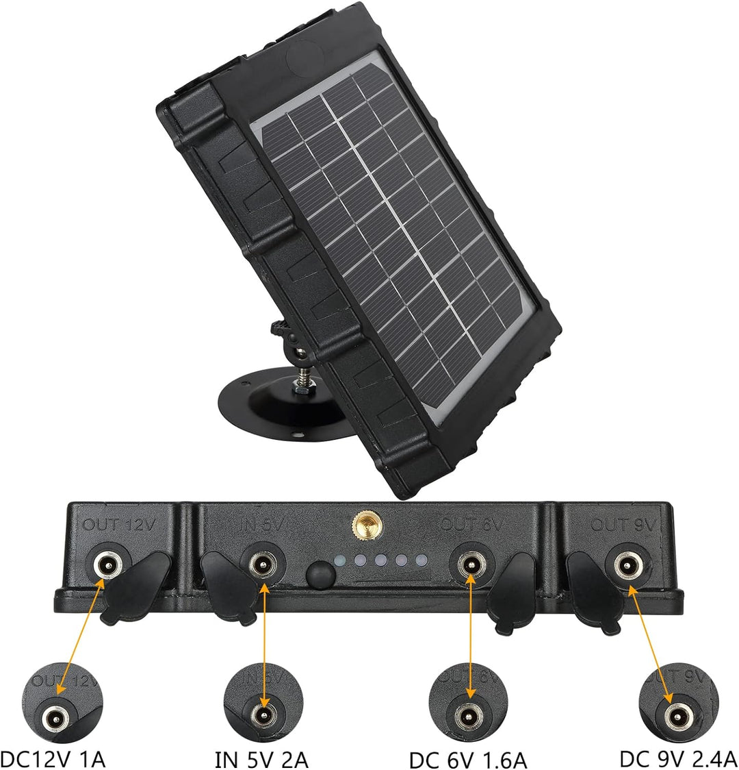 Folgtek 8000mAh Solarpanel 12V/1.2A, 9V/1.6A, 6V/2.4A Ausgang, Externer Eingang 5 V/2A IP66 Wasserdi
