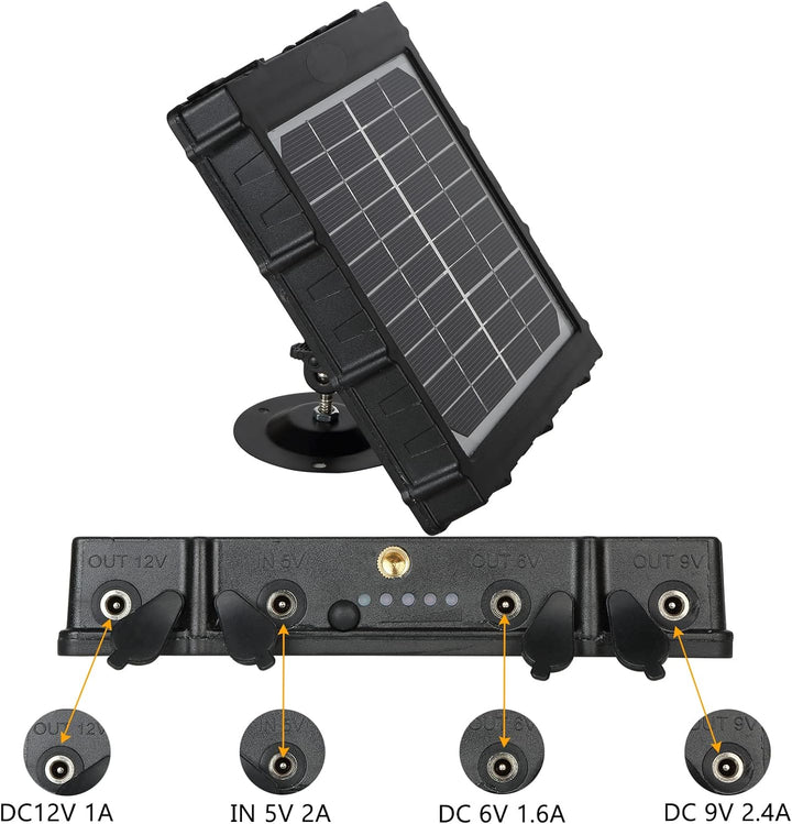 Folgtek 8000mAh Solarpanel 12V/1.2A, 9V/1.6A, 6V/2.4A Ausgang, Externer Eingang 5 V/2A IP66 Wasserdi