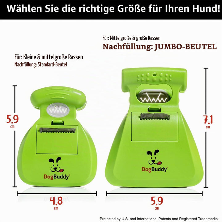 DogBuddy Kotschaufel, tragbare Hundekotschaufel, hygienische Hundekot-Aufsammlung, Hundeleinen-Clip