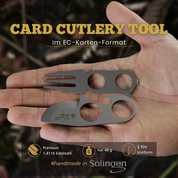 PUMA Card Cutlery Tool – Kompaktes Edelstahl-Multitool mit Messer, Gabel, Löffel, Dosenöffner, Flasc