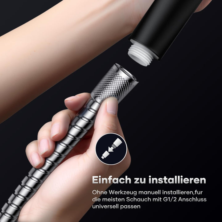 VOXON Duschkopf mit Schlauch 1.6 M, Handbrause Duschkopf Gross, Duschkopf Wassersparend Hochdruck, E