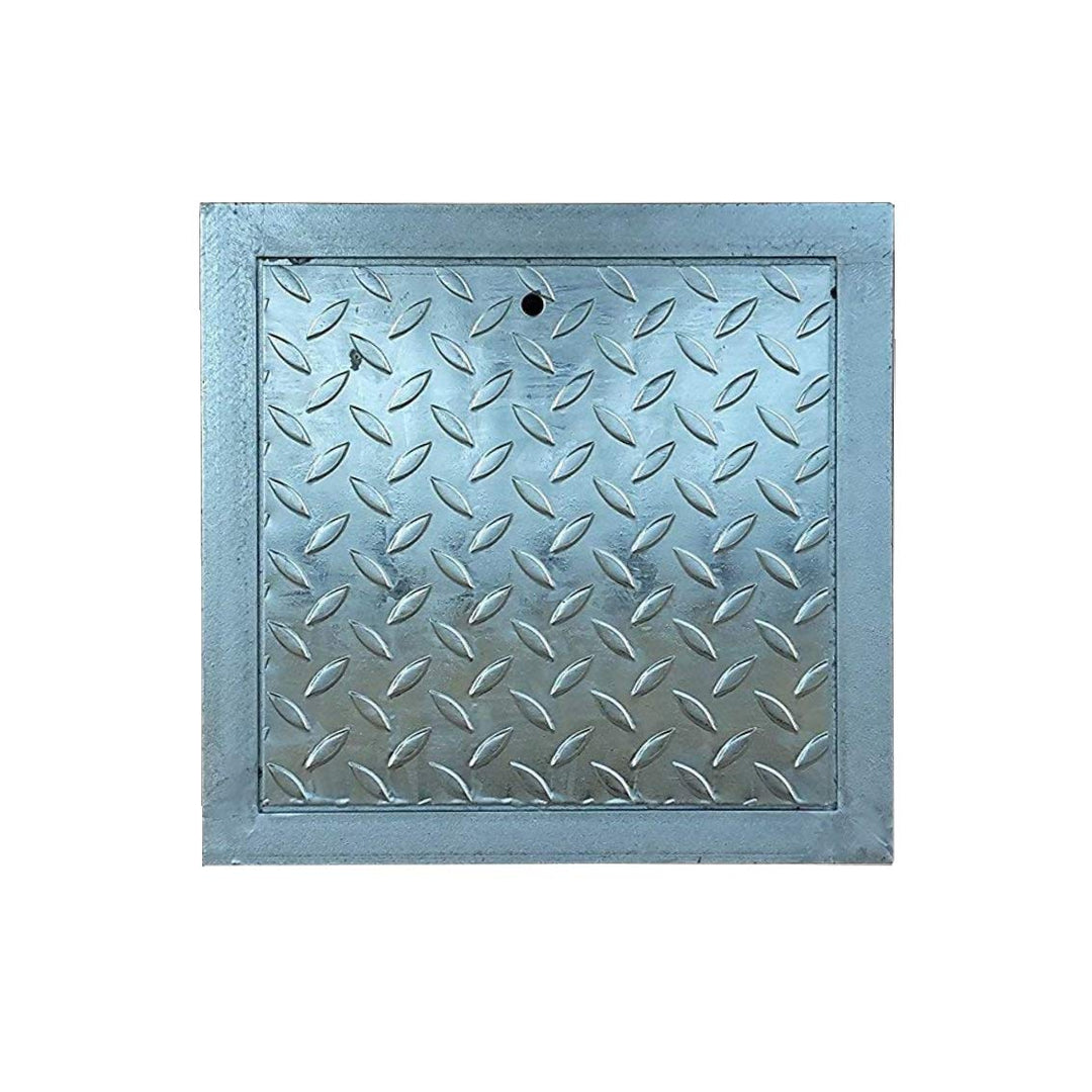 Schachtabdeckung Kanalabdeckung Stahl verzinkt begehbar 60 x 60 cm Trändenblech Kanaldeckel mit Rahm