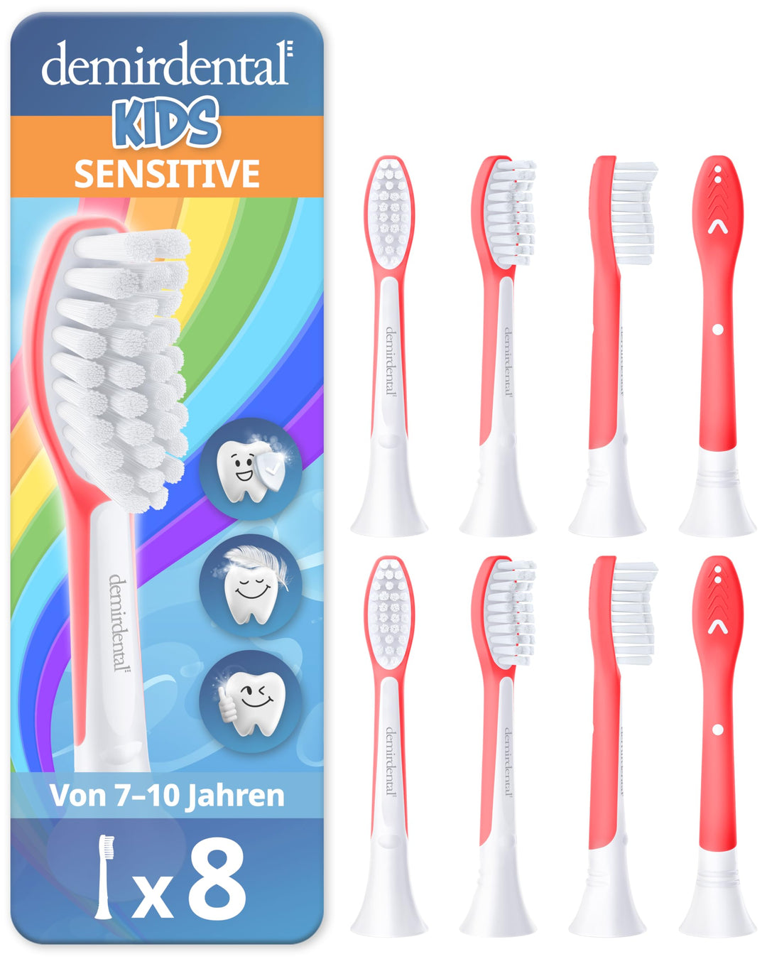 demirdental Kinder Ersatzbürsten passend für Philips Sonicare Kids, Bürstenköpfe ab 7 Jahre, entspri