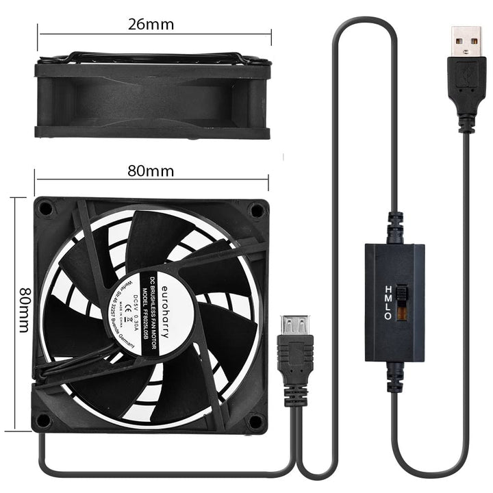 euroharry USB PC Ventilator (2Stk 80 x 80 x 25mm), 2Stk 80 x 80 x 25mm