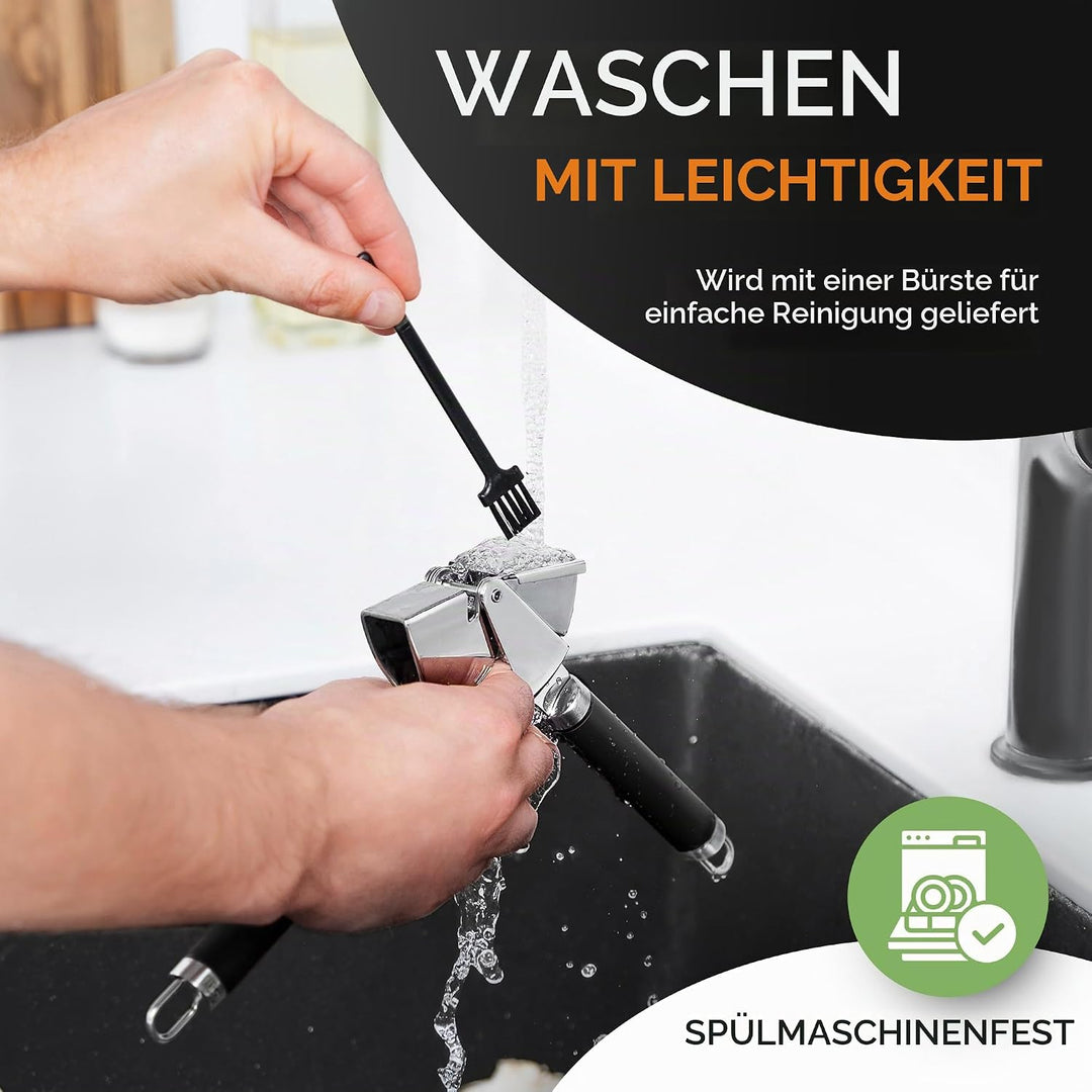 ORBLUE Knoblauchpresse Edelstahl Schwarz – Premium Knoblauchpresse &amp; Knoblauchreibe – Garlic Press m